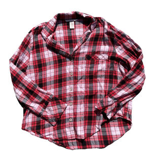 Victoria's Secret Flannel Plaid Button Down Shirt Red / Black Size SP A5
